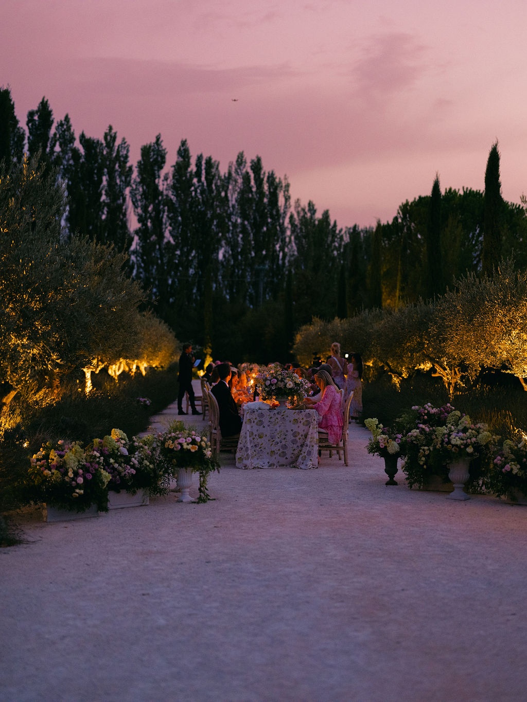 night-time toast at the long table at La Bastide de Laurence, Provence