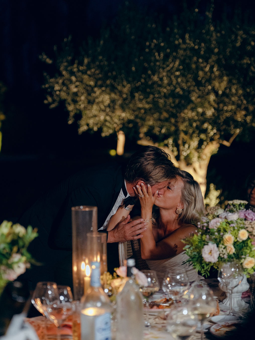 bride laughing during a late speech at La Bastide de Laurence, Provence