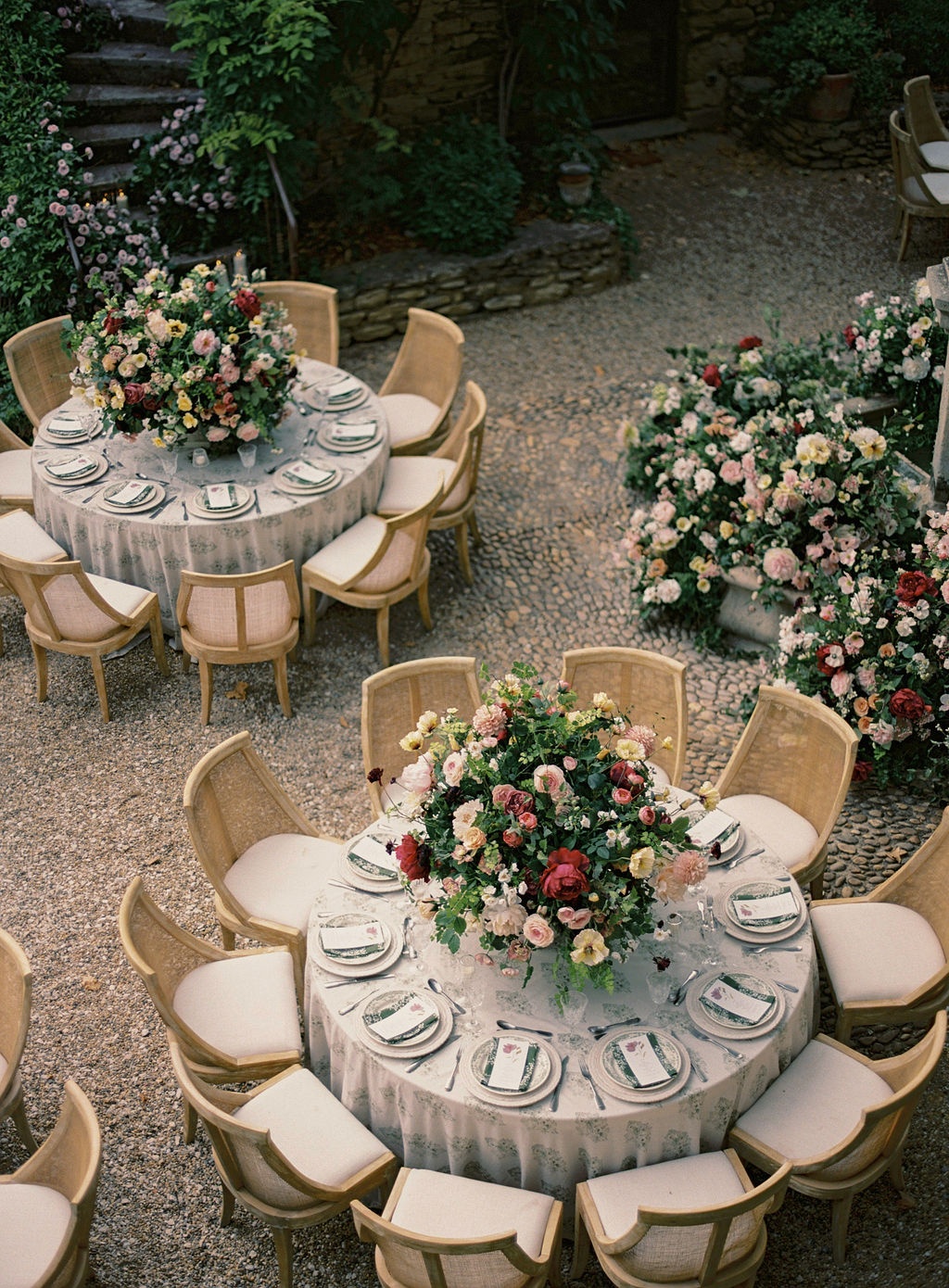 welcome dinner courtyard from above at La Bastide de Laurence, Provence