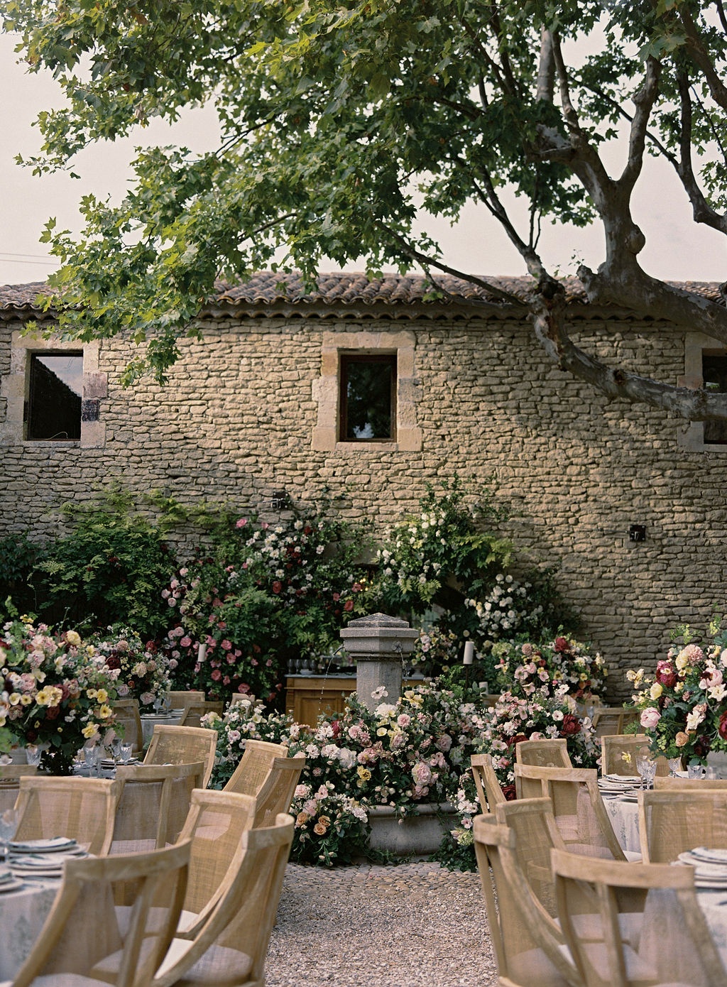 bride and groom at the welcome dinner at La Bastide de Laurence, Provence