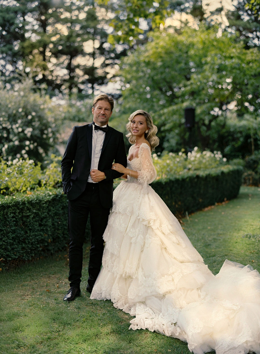 cocktail bar vignette with coupes and roses at La Bastide de Laurence, Provence