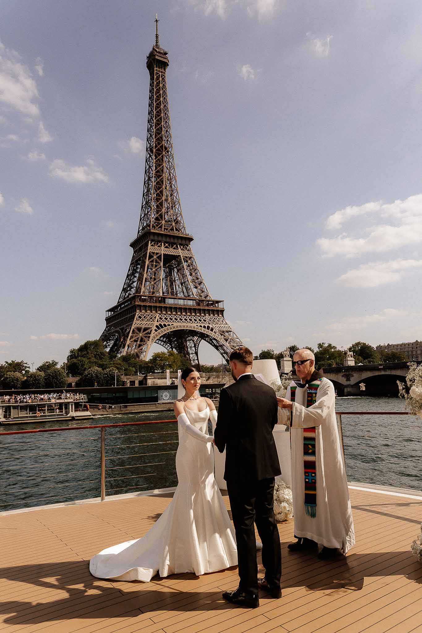 Couple exchanging vows in Paris