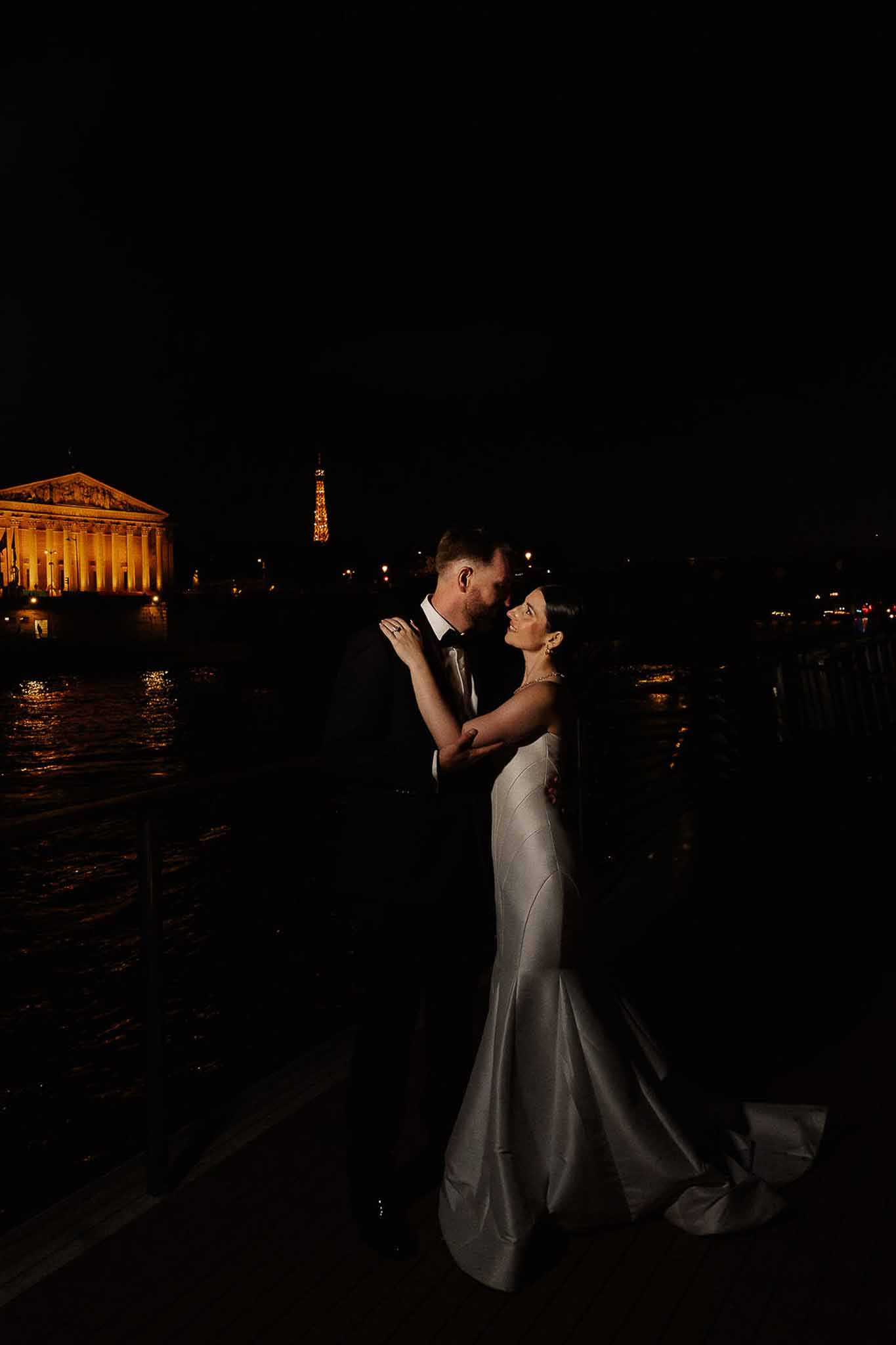 Bride and groom portrait in Paris