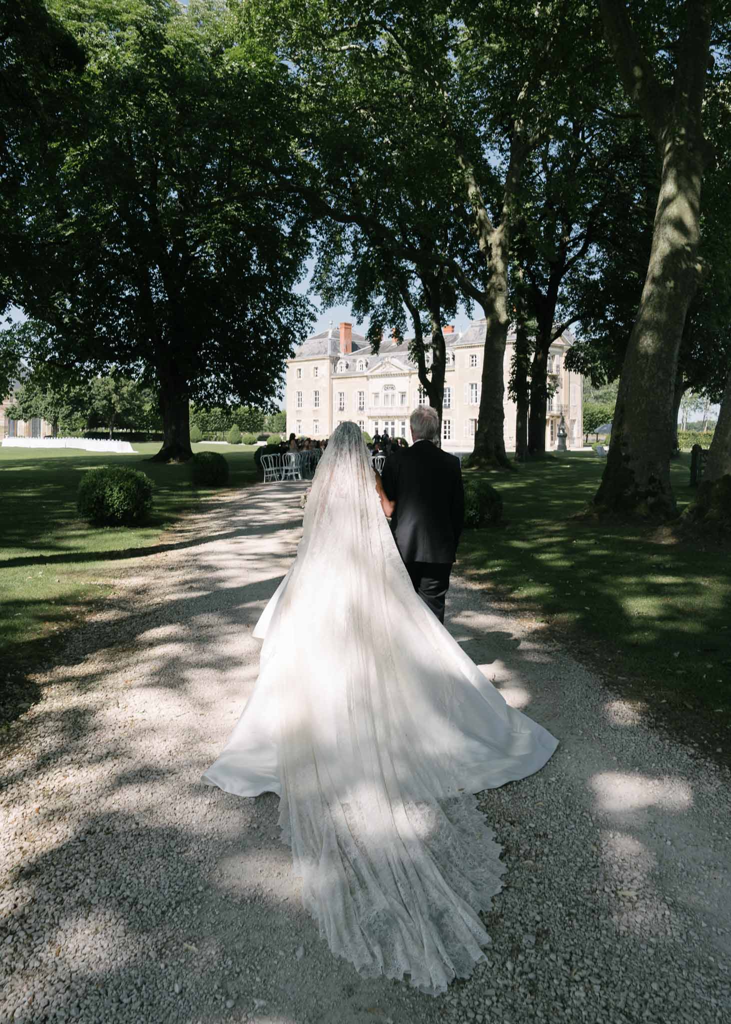 Wedding ceremony setup in a garden