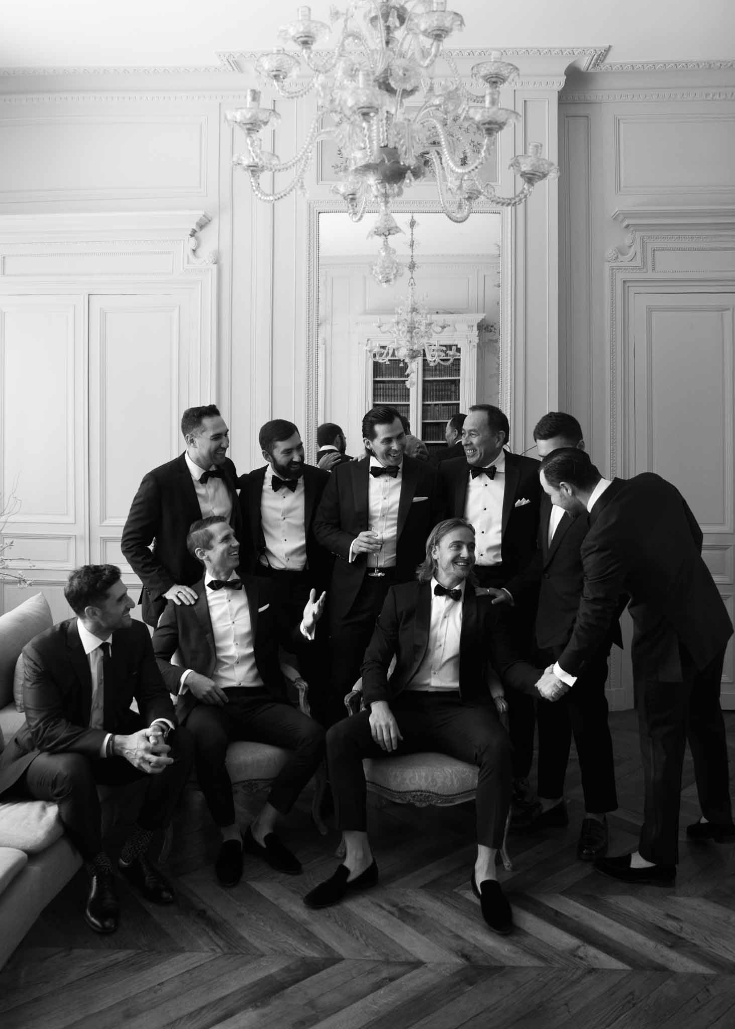 Black and white photo of wedding ceremony