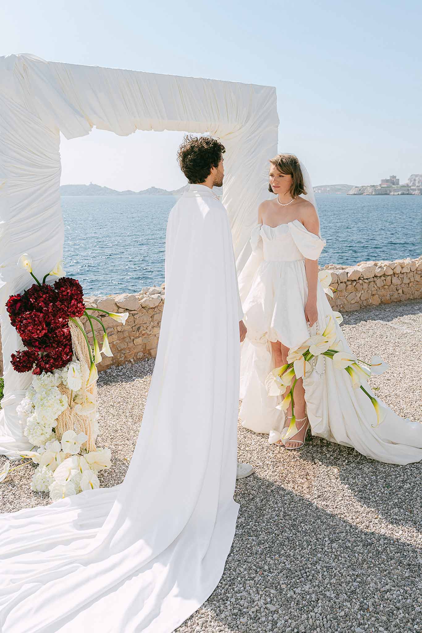 Wedding ceremony with hydrangeas