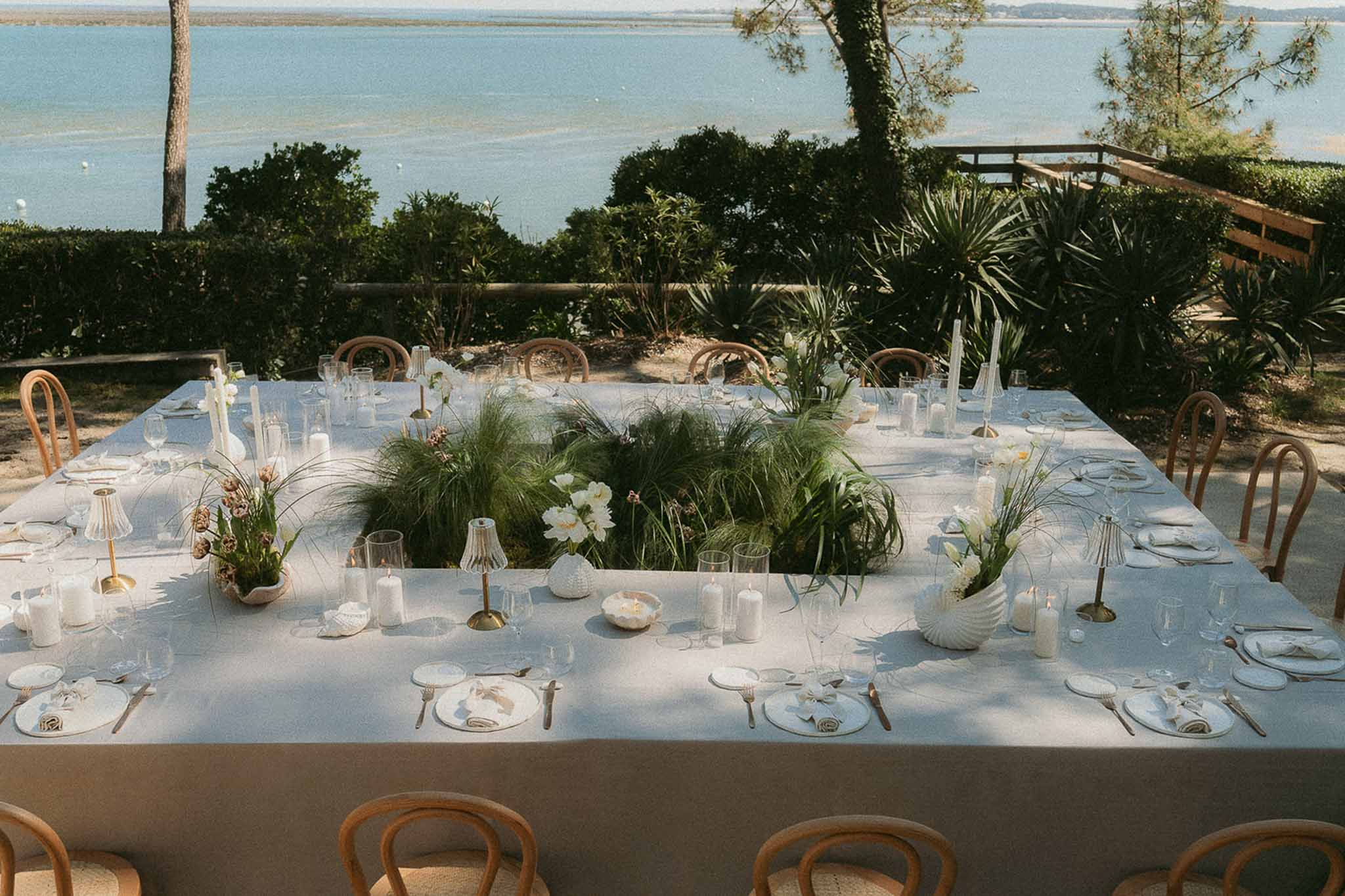 Calla Lilies and Dove-Grey Linen at Demeure du Siecle, Cap Ferret