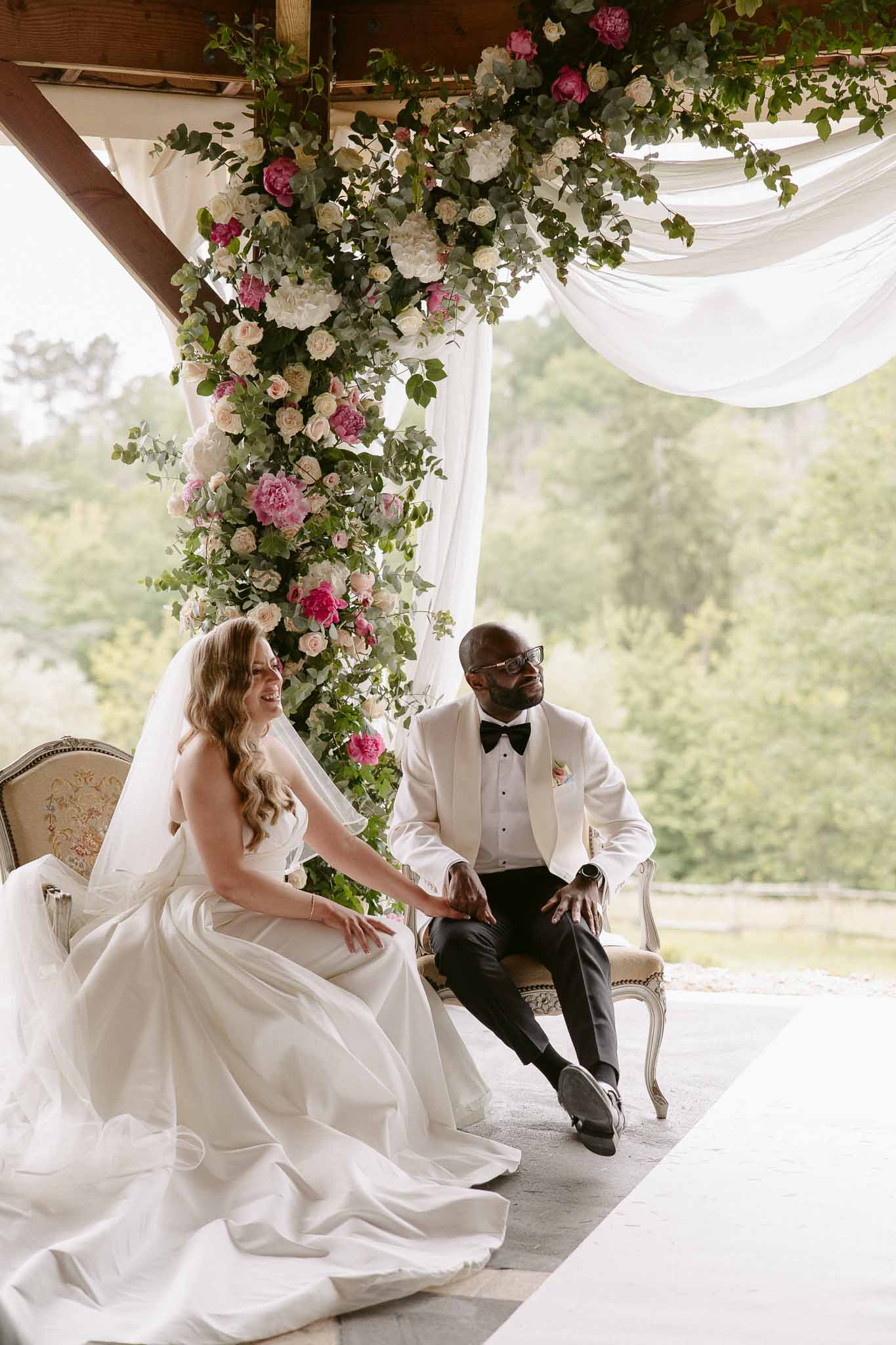 Wedding ceremony with white roses