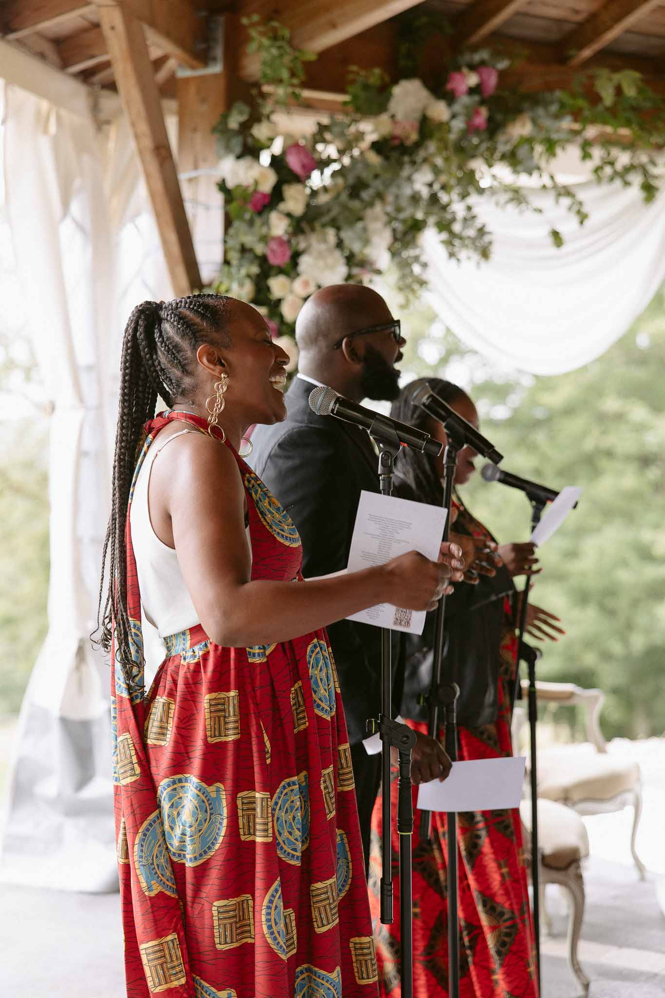 Wedding ceremony with white roses
