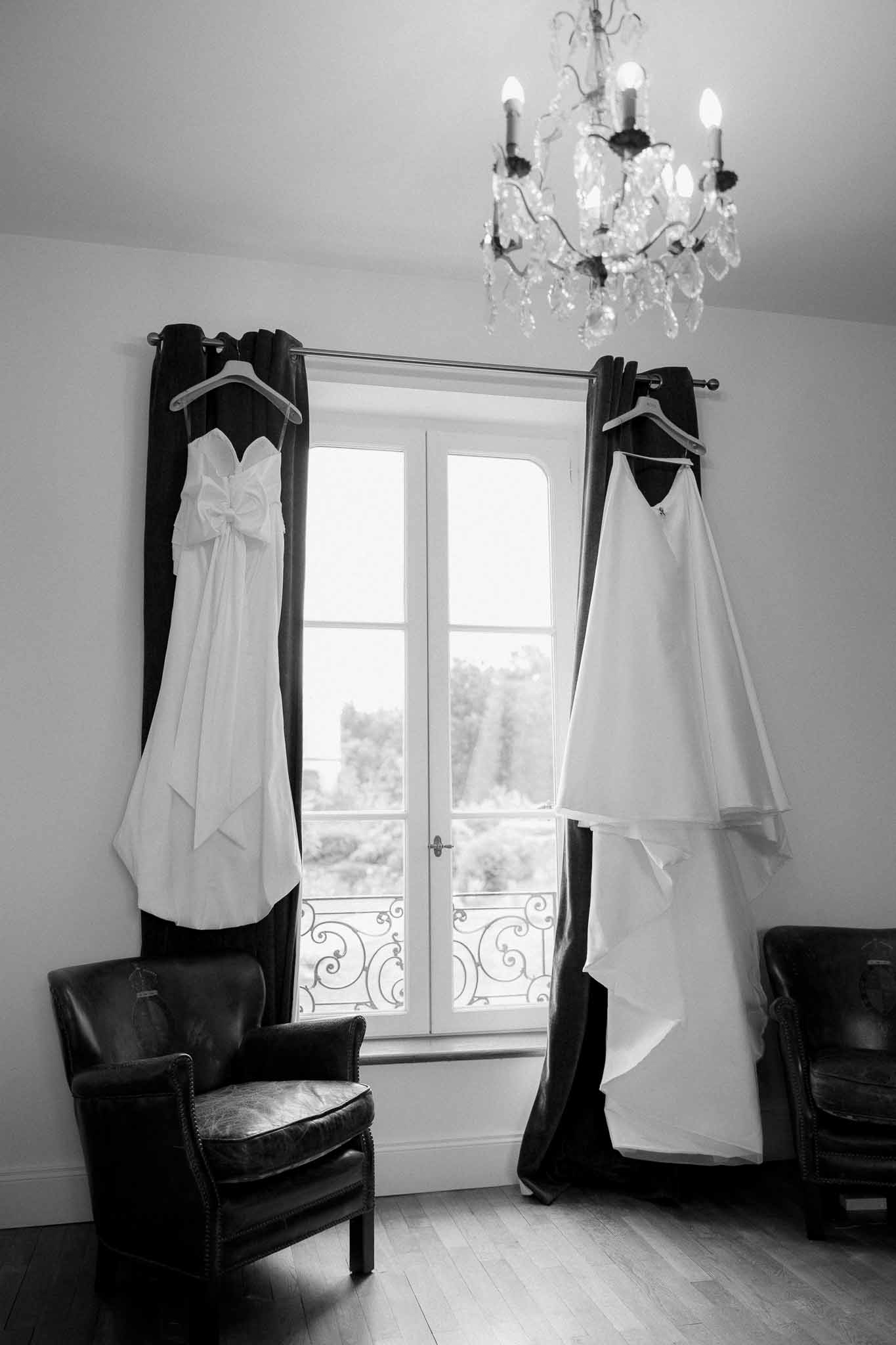 Black and white photo of wedding detail