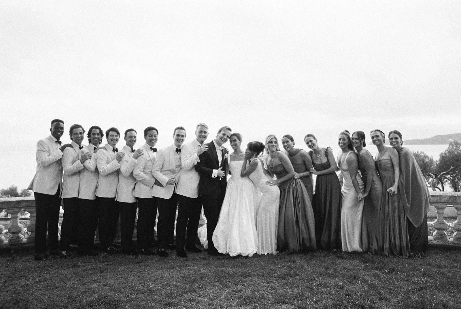 Full bridal party portrait at Domaine Rocabella