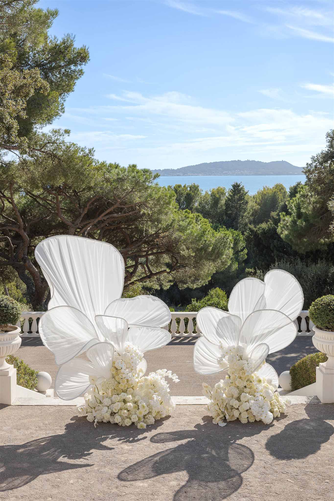 Wedding ceremony with white roses