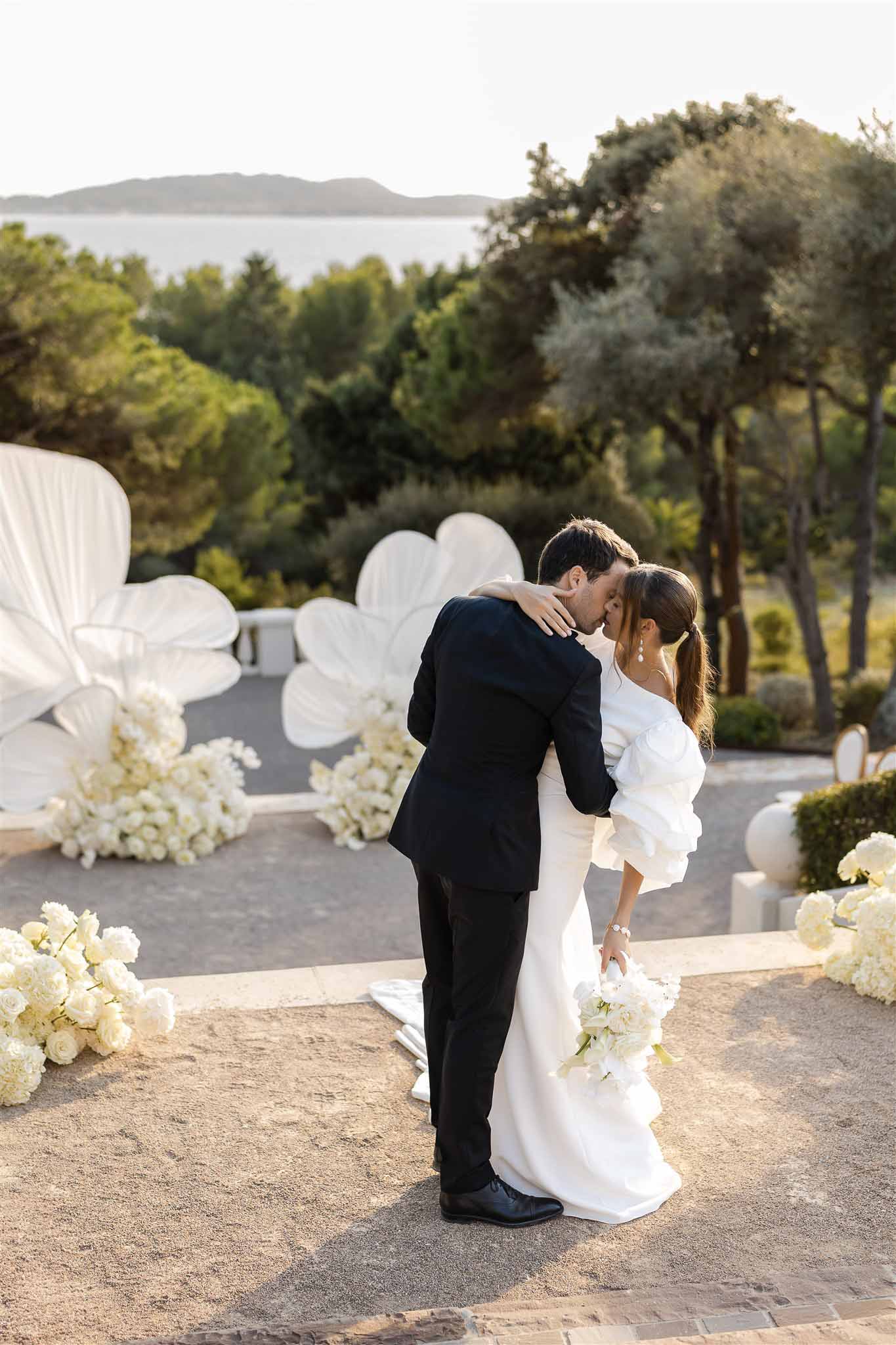 Wedding ceremony with white roses