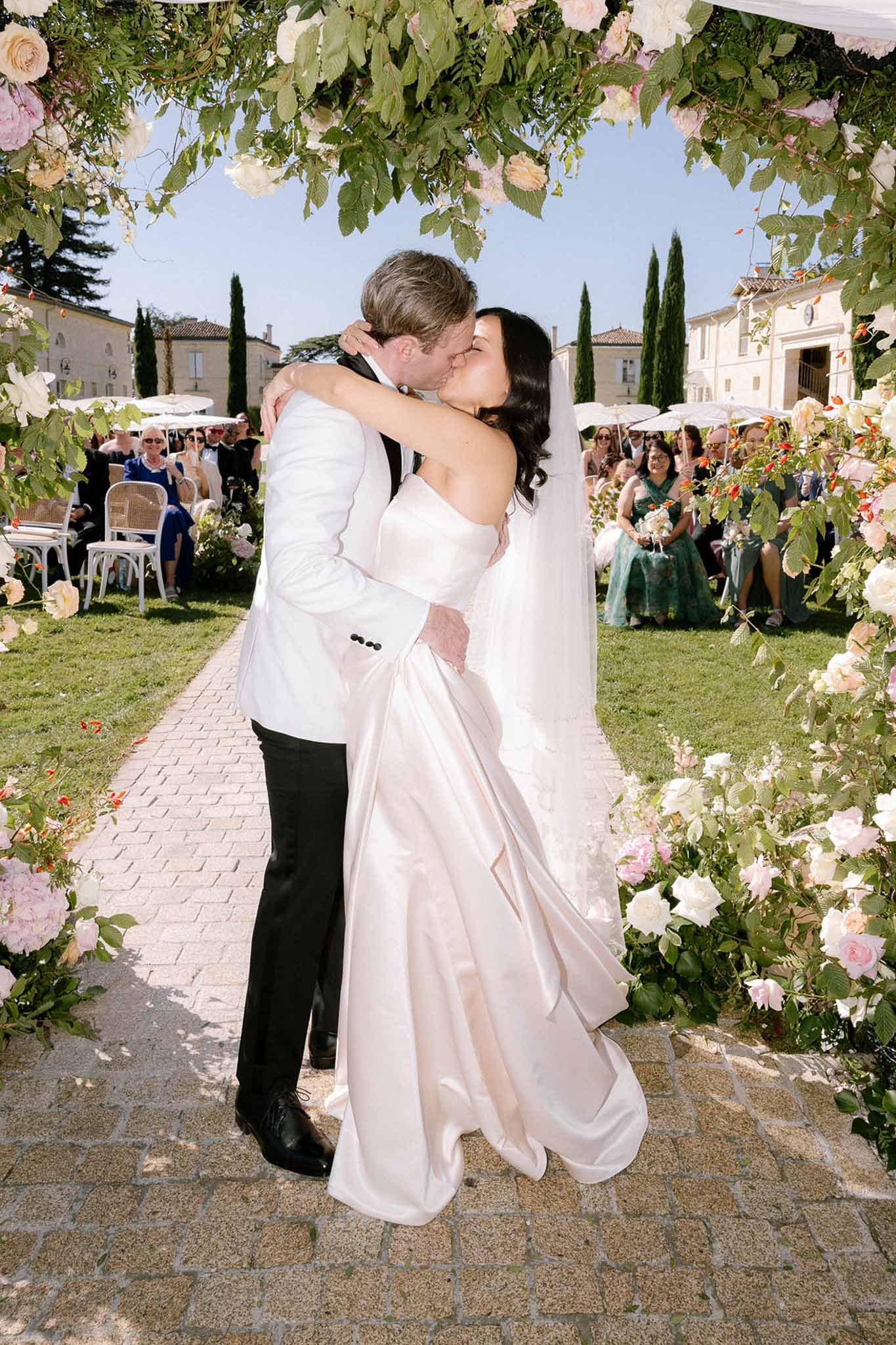 Wedding ceremony with white roses