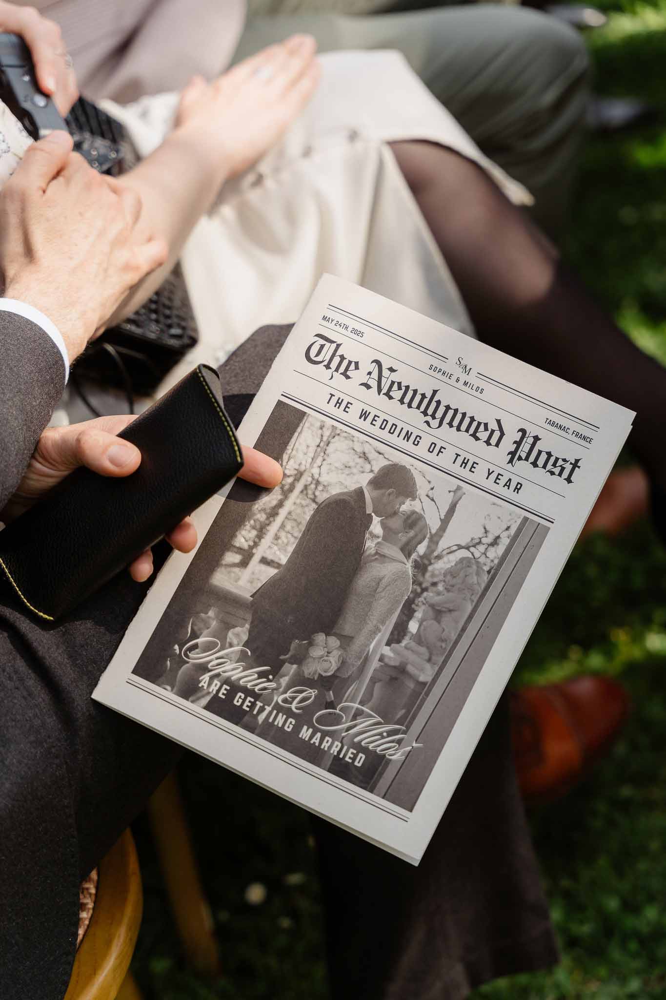 Black and white photo of wedding ceremony