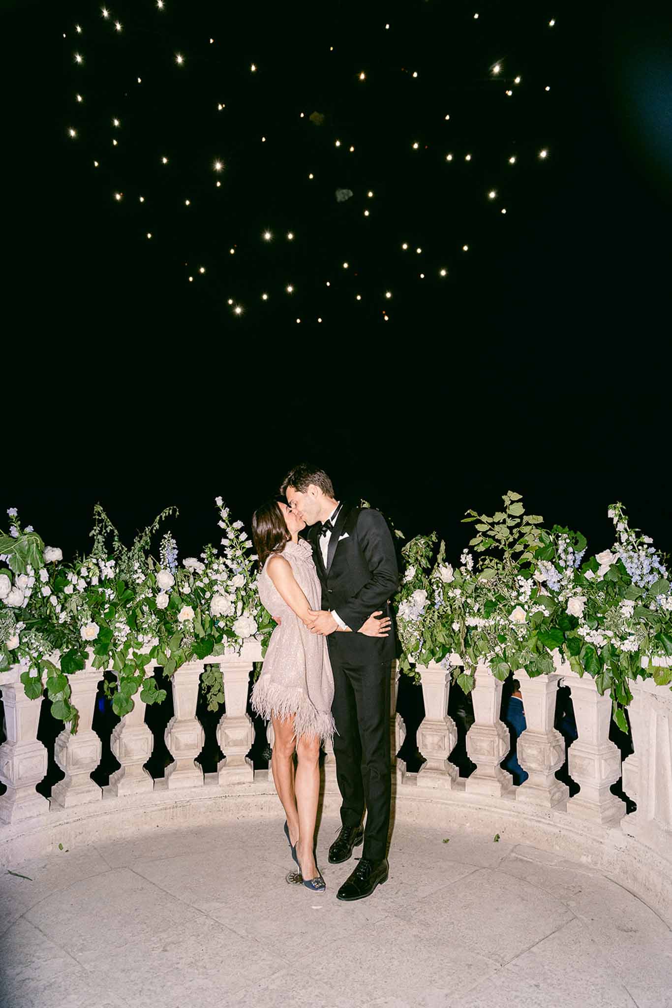 Bride and groom kissing