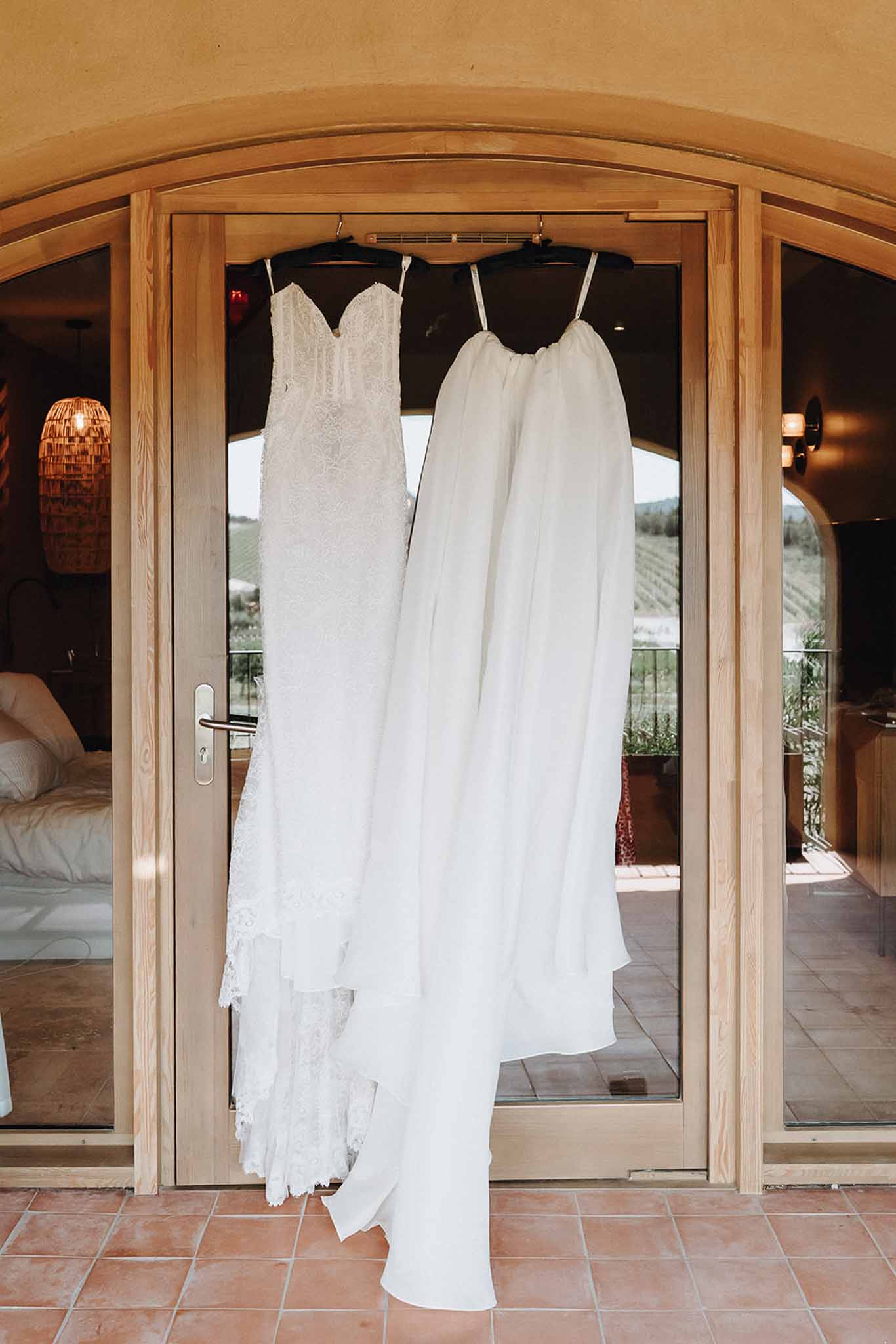 Wedding rings at a vineyard