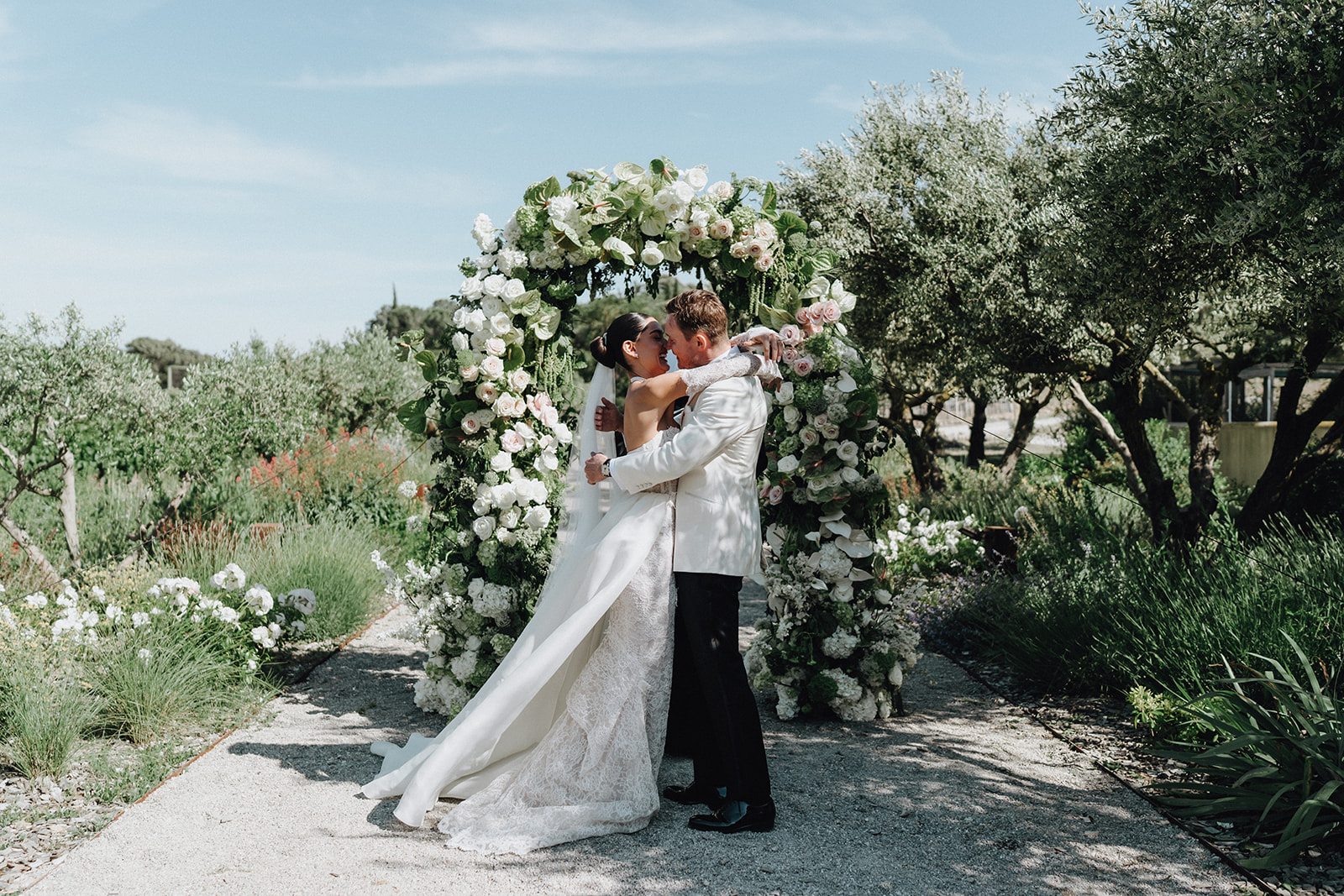 French Lace Couture and Vineyard Vows at Chateau L'Hospitalet, Narbonne