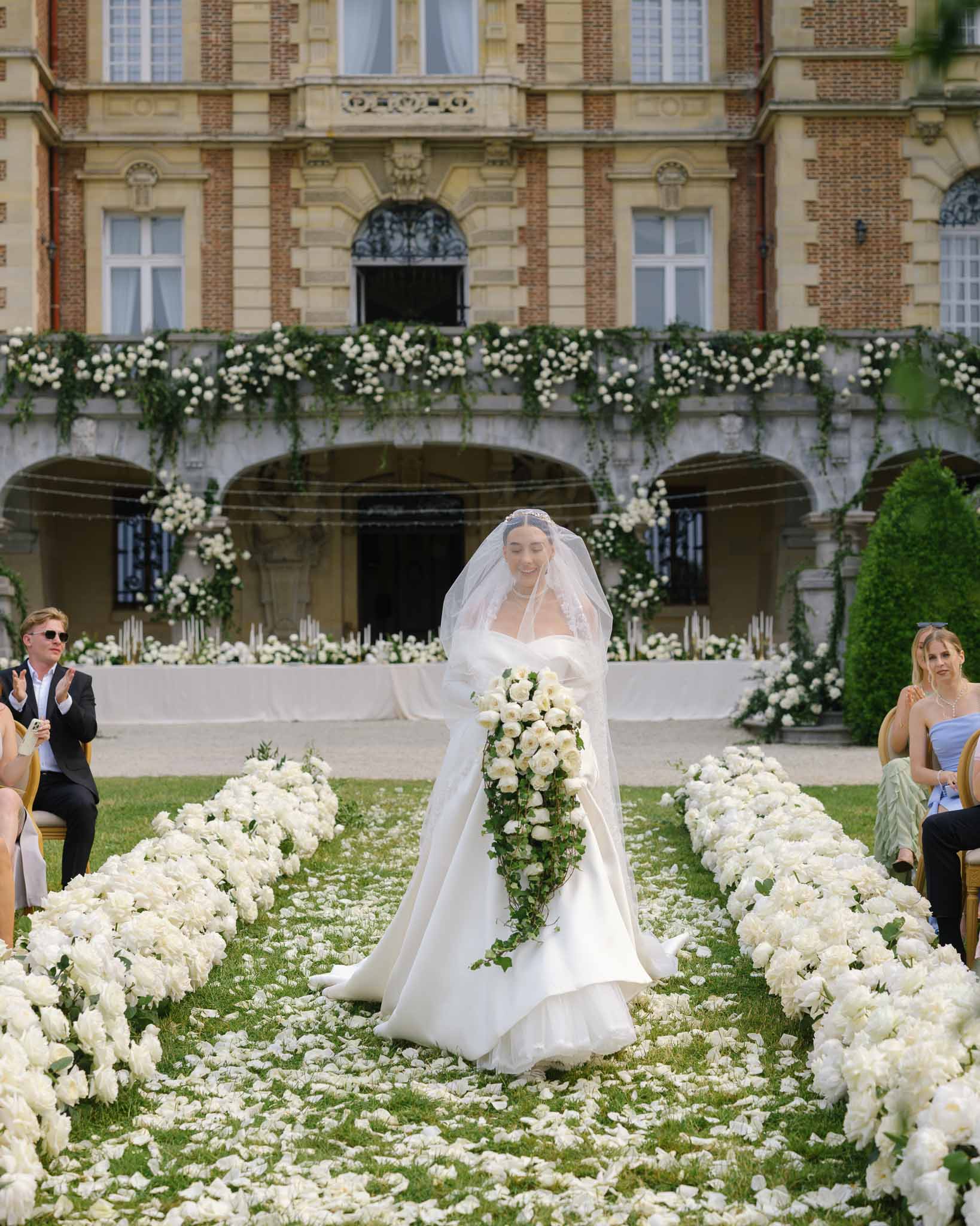 Wedding ceremony with white roses