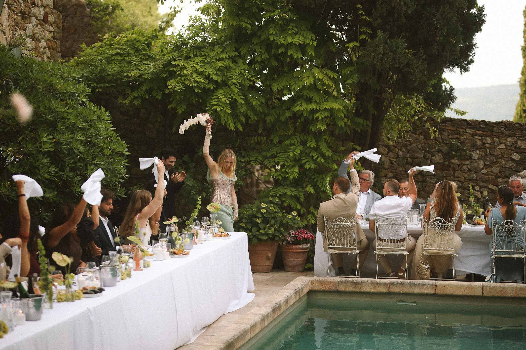 Couple entering the reception area at Chateau St Victor Lacoste