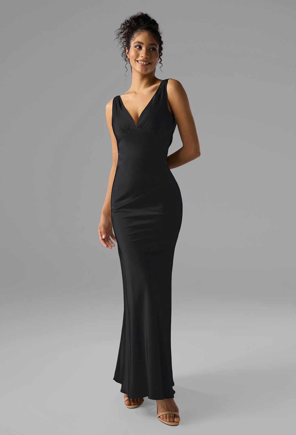 black metallic bridesmaid dress