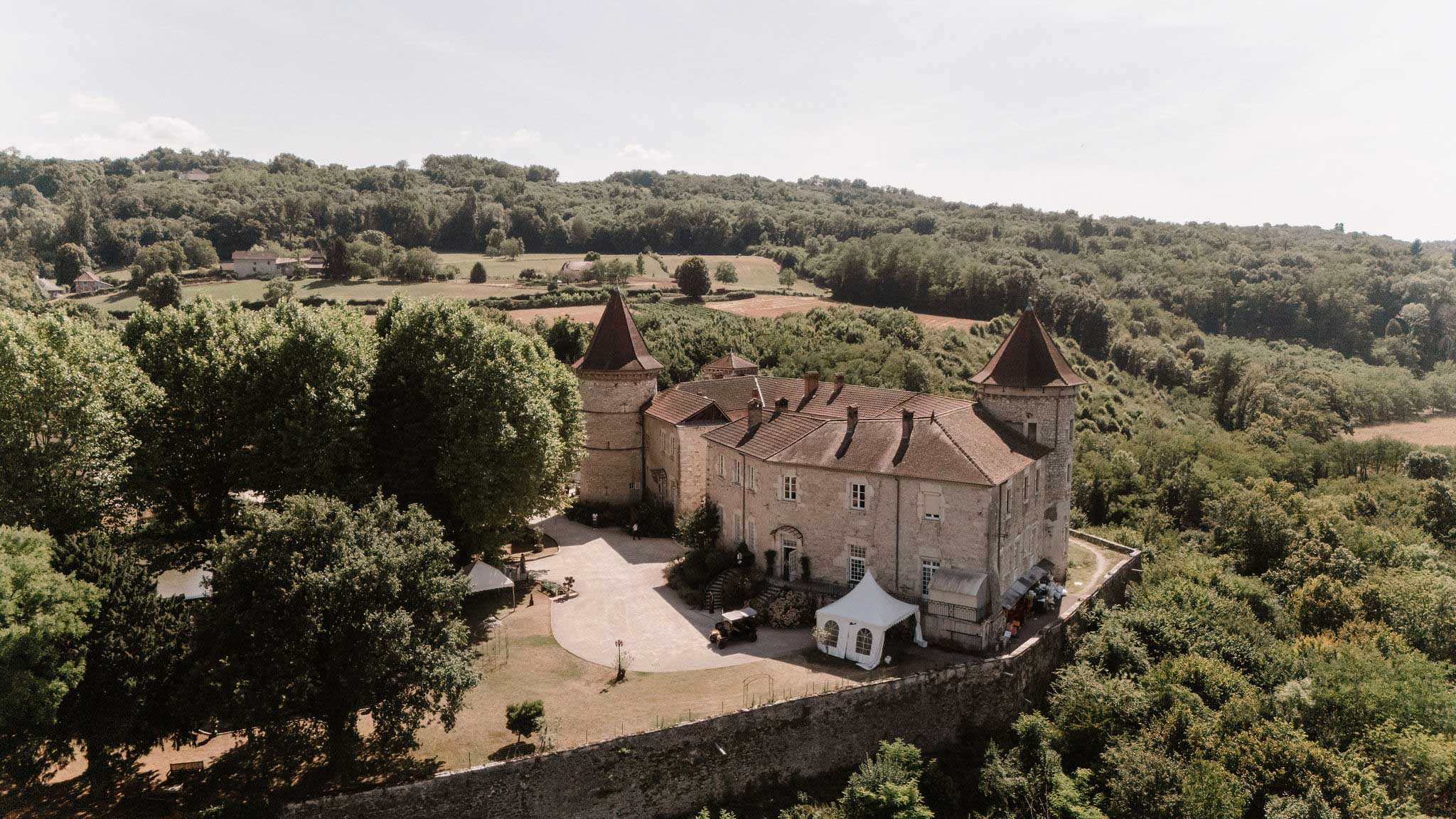 Aerial view of in the French countryside