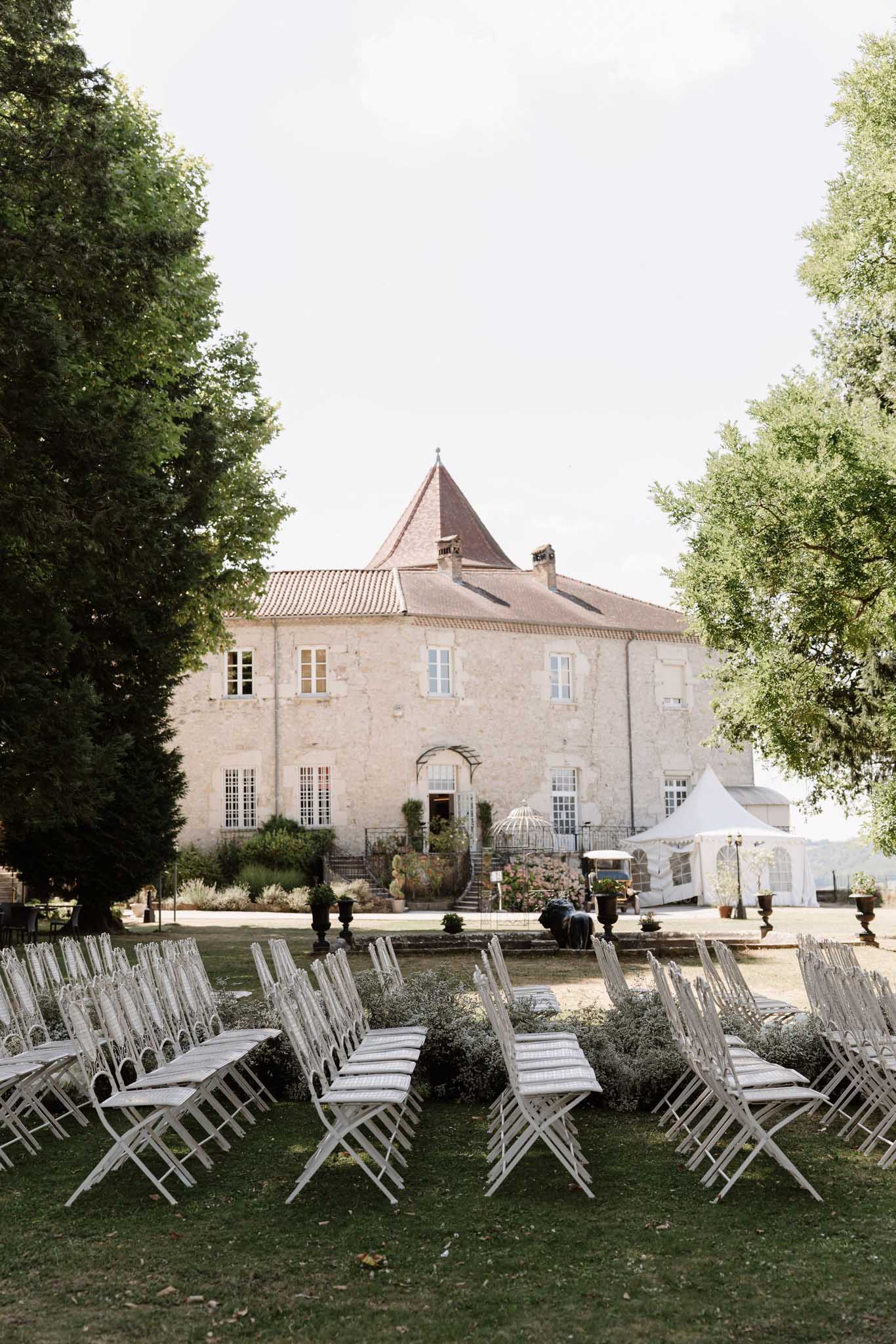 Wedding ceremony setup with white roses