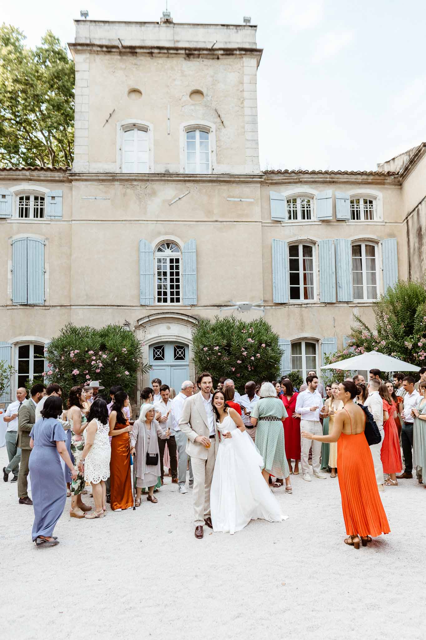 Wedding cocktail hour in the French countryside