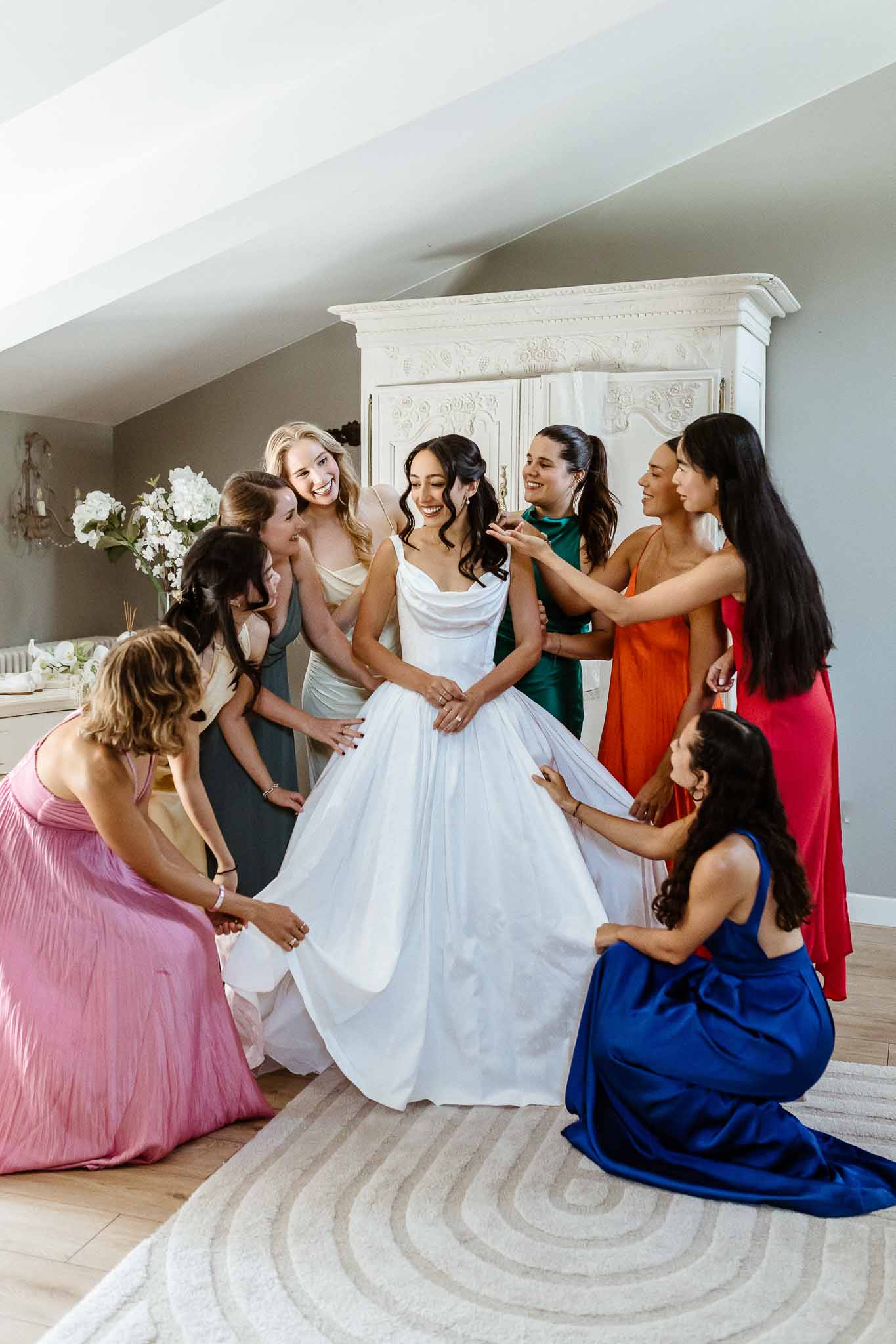 Wedding reception with hydrangeas