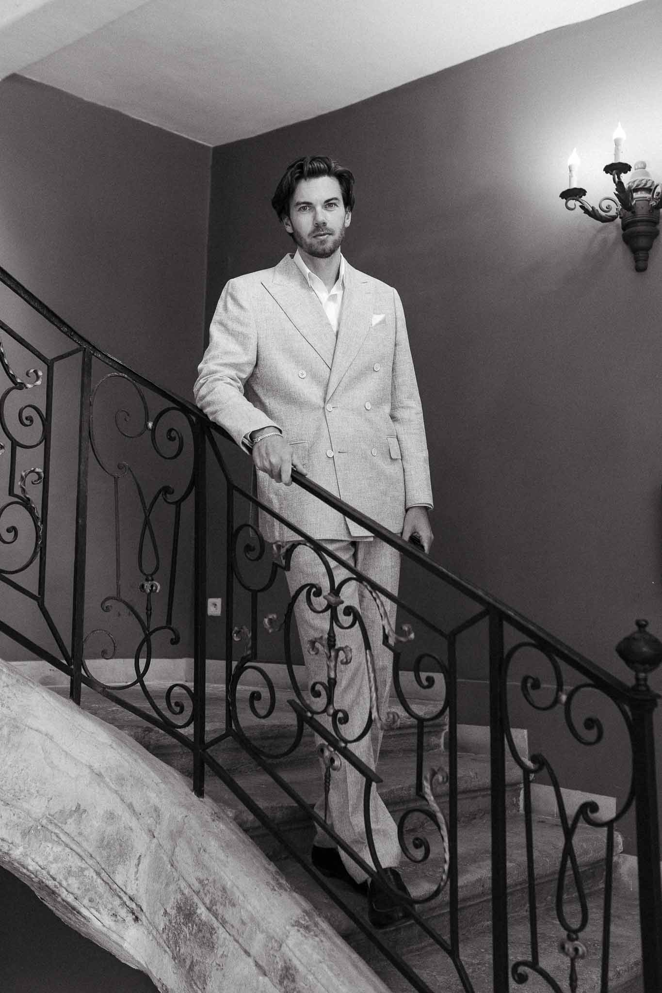 Black and white photo of wedding rings