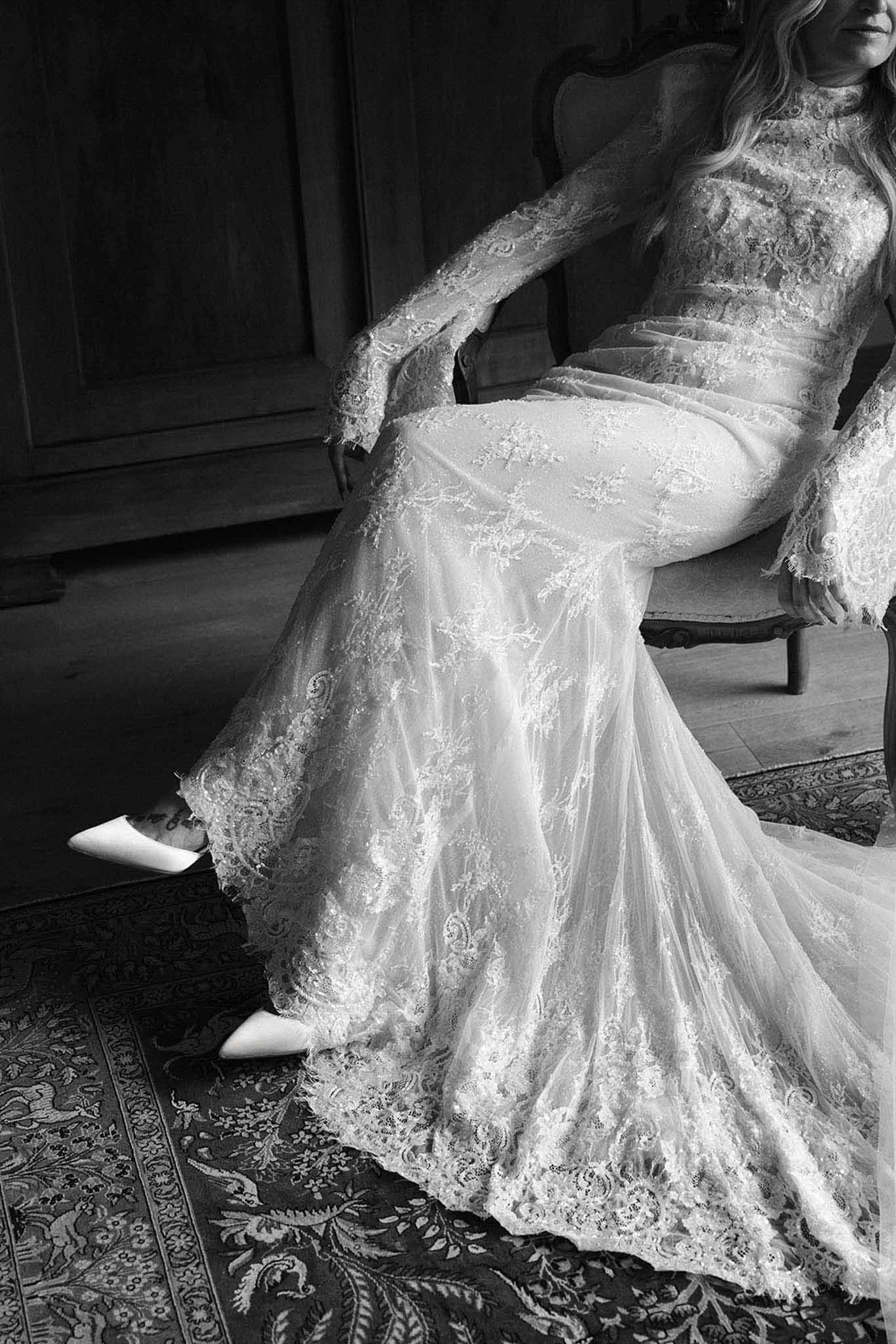 Black and white photo of bridal portrait