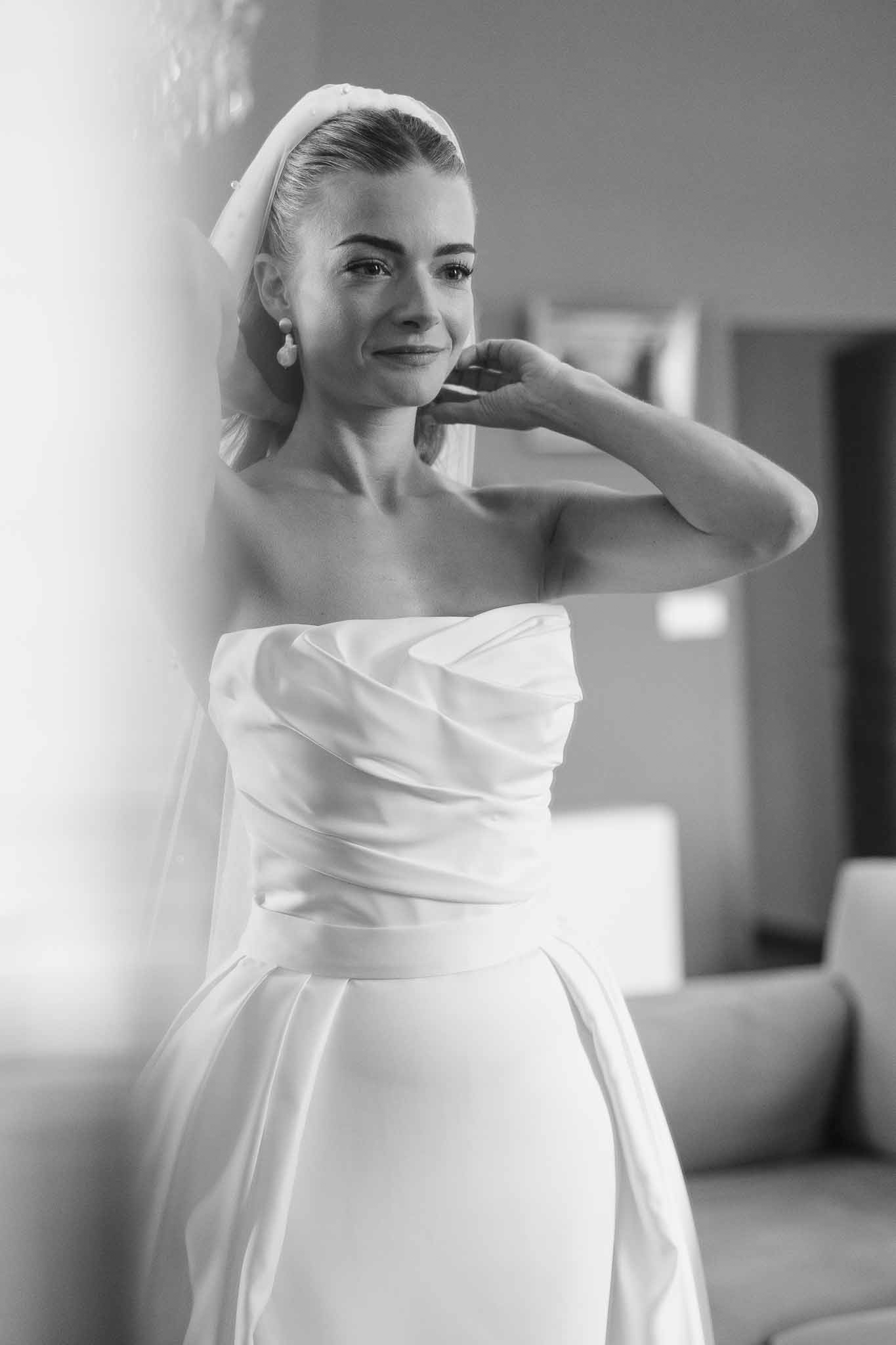 Black and white photo of getting ready