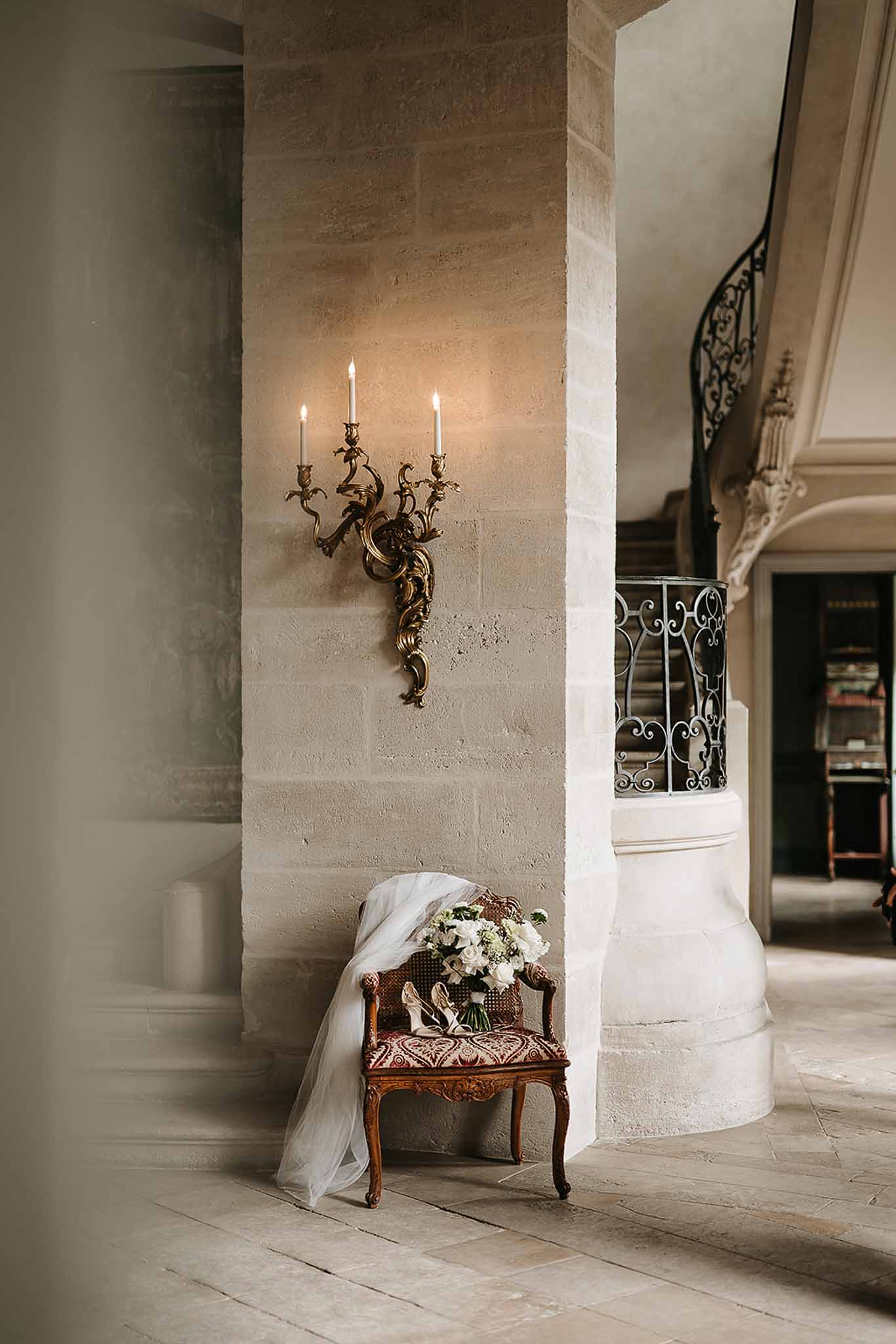 Wedding bouquet with white roses