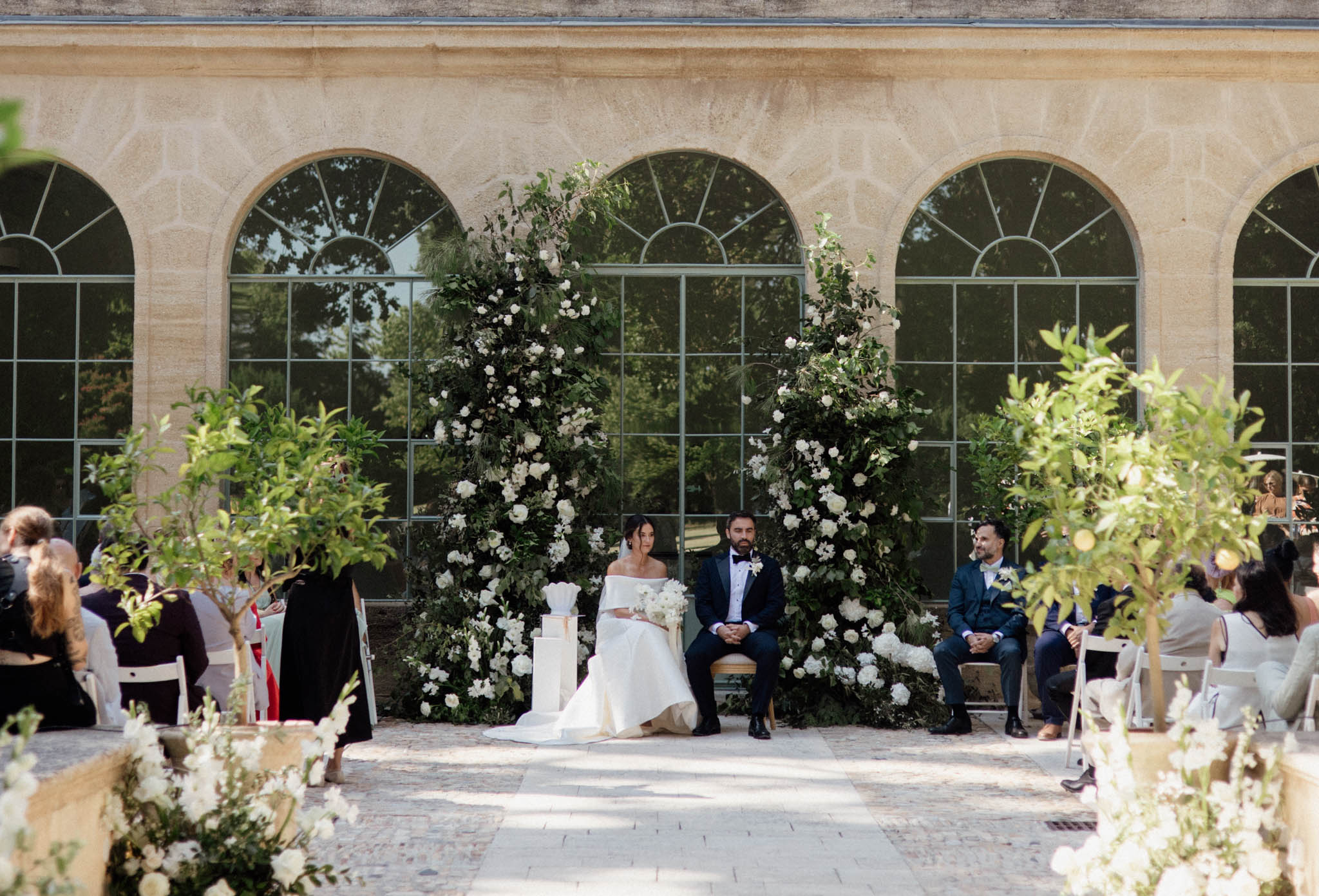 White Roses and Sage Silk at Chateau de Beauregard, Provence